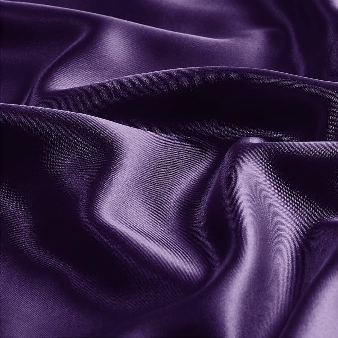 BEDELITE Satin Pillowcase with Zipper, Plum Purple King Size Pillow Cases Set - Image 3