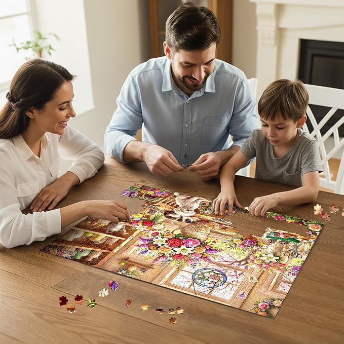 Cozy Floral Retreat Puzzles for Adults 1000 Pieces, Challenging Jigsaw Puzzles - Image 6