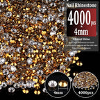 4000pcs 4mm Resin Rhinestones Bulk, Mineral Gold Flatback Round Jelly - Image 2