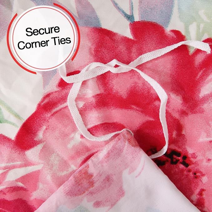 JSD Rose Floral Duvet Cover Set King Size, 3 Piece Soft Printed Microfiber - Image 4