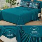 Yiran Teal Blue Comforter Set Queen Size, 7 Piece Floral Botanical Comforter - Image 7