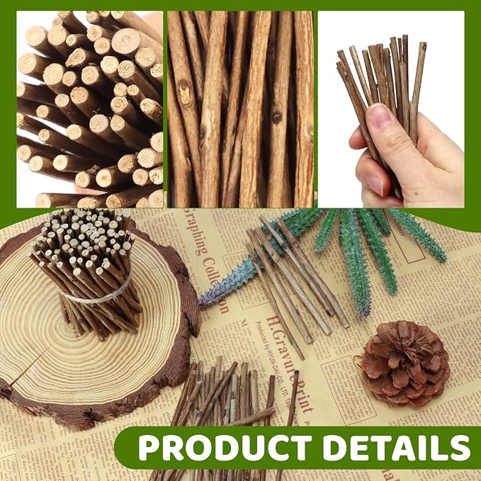 TKOnline 400Pcs Craft Sticks, 10cm 0.1-0.2 Inch in Diameter Wood Log Sticks - Image 3
