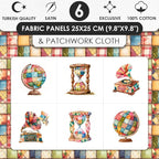 Patchwork Globe Cotton Fabric Panel – 6 Designs + Bonus Sheet 29.5×19.6 inch - Image 3