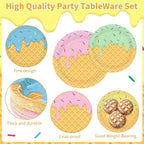 450 Pcs Ice Cream Tableware Set Decorations Summer Ice Cream Cone Paper Plates - Image 3