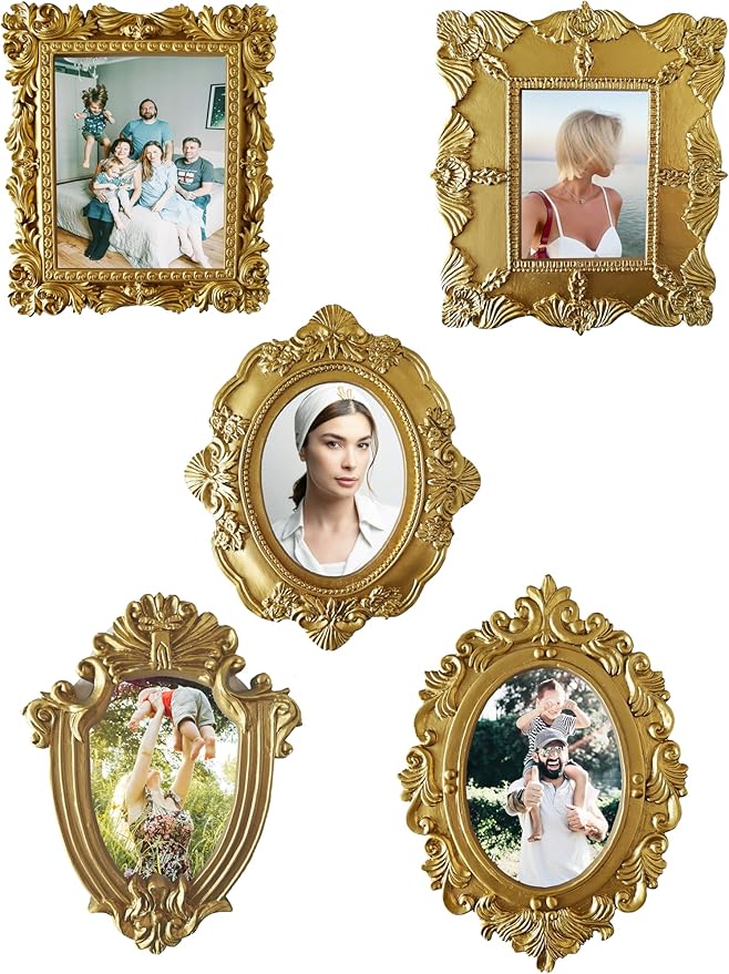 Gold 4x6 Picture Frame Set of 5 Vintage 4 by 6 Photo Frames by mozhixue