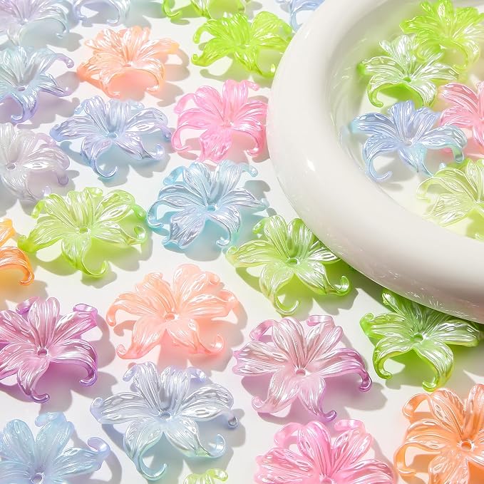 40pcs Flower Shape Beads Pearl Color Flower Bead Color Lily Beads - Image 3