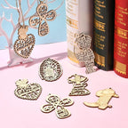 35 pcs 7 Styles Wedding Theme Wood Cutout Charms Angel Goddess Heart Cross Sun - Image 6