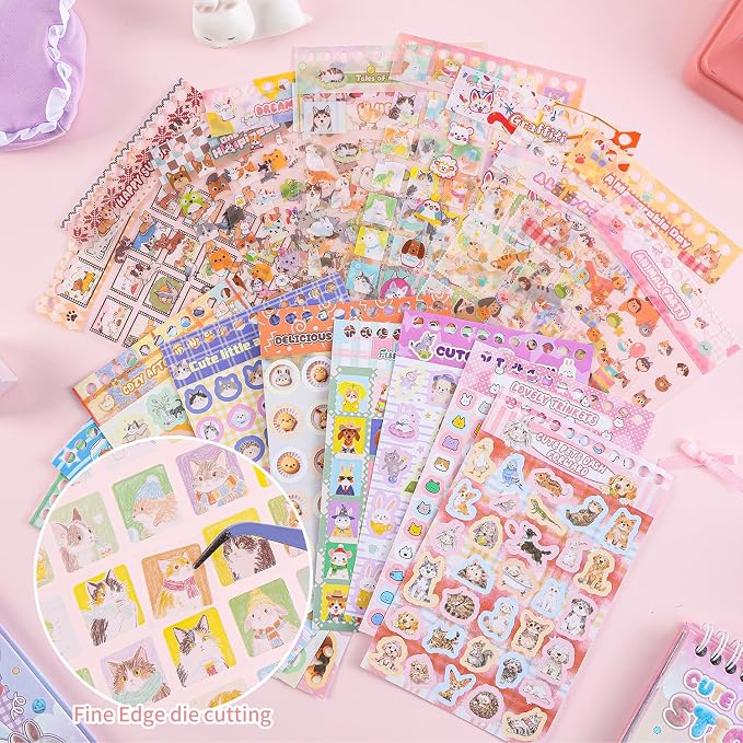 Girl's Cute Sticker Book, Cartoon Cat Theme - Image 7