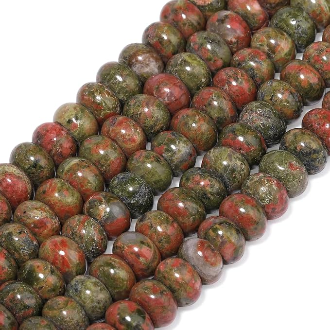 Songxi 5x8mm Natural Unakite Stone Rondelle Beads, Gemstone - Image 3