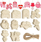 80PCS Wooden Heart Ornaments to Paint Valentine's Day Craft, 10 Styles DIY by Sophena