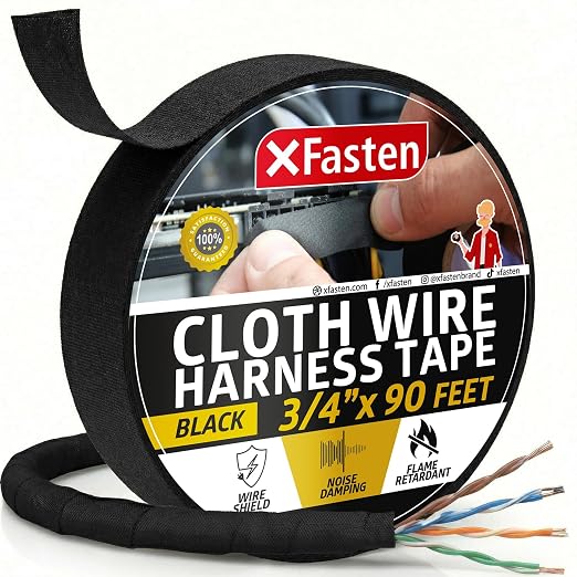 XFasten Wire Harness Tape, 3/4-Inch x 90 Feet, High Temp Wiring Loom Harness by XFasten
