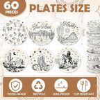 Funnymoom 60 Pcs 7 Inch Western Cowgirl Cowboy Baby Shower Paper Plates Wild - Image 2