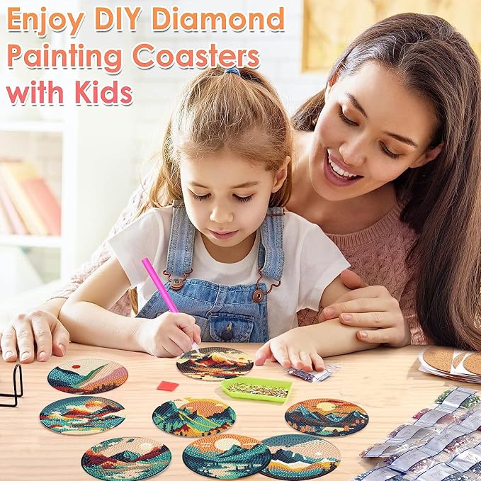 ijbnhd 8 Pcs Sunset Diamond Painting Coasters - Image 6