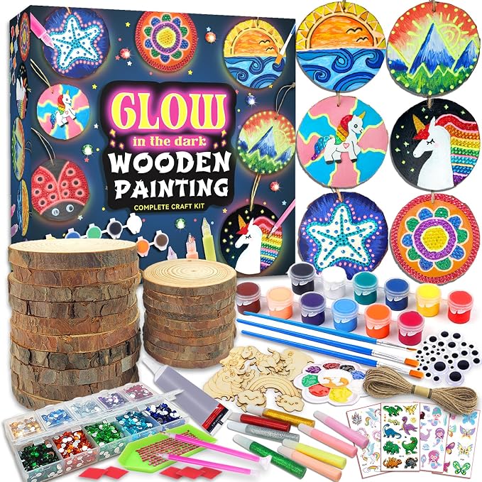 klmars Kids Wooden Painting Kit-Glow in The Dark-Arts & Crafts Gifts by klmars