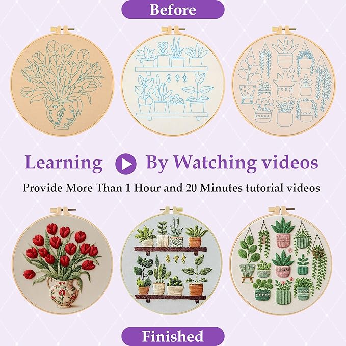 3 Pack Embroidery Kit for Adult Beginners, Needlepoint Cross Stitch Kits - Image 4