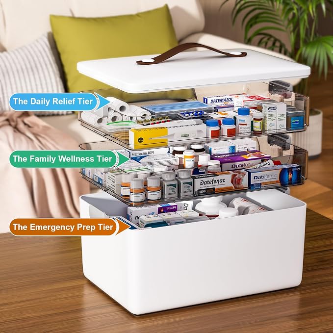 funest 3-Tier Medicine Craft, Organizer Storage, Portable Latch Bin - Image 3