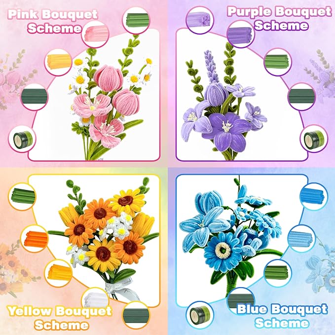 800 PCS Pipe Cleaners Craft, Pipe Cleaners Flowers Kit - Image 4