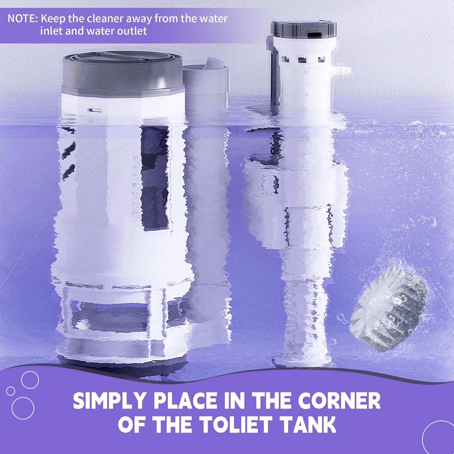 Toilet Bowl Cleaner Tablets, Automatic Toilet Bowl Cleaners, Long-Lasting Toilet Tabs Drop in Tank for Deodorizing & Descaling, Purple, 20 Packs