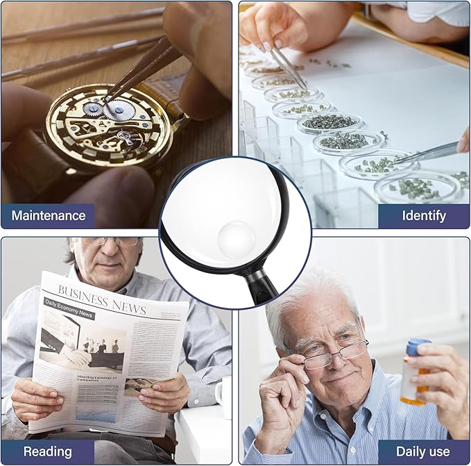 Feosky Handheld Reading Magnifier, 10X Magnifier, 90mm Shatterproof Lens - Image 5