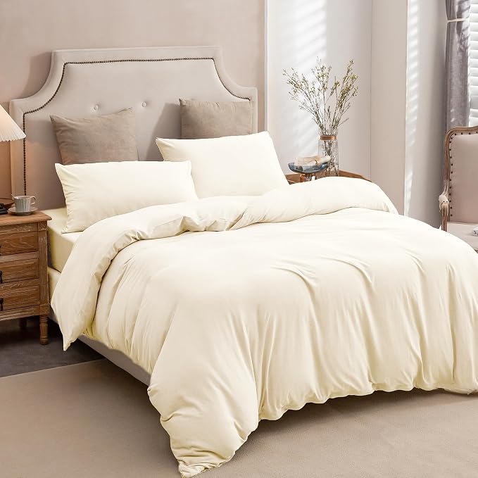 PURE ERA Jersey Knit Duvet Cover Set 100% T-Shirt Cotton Super Soft Comfy 2pc - Image 4