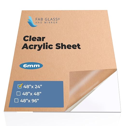 48" x 24" Acrylic Sheet – 1/4 inch Thick Clear Plexiglass Board by FabGlassandMirror