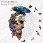 KAAYEE Wooden Puzzles for Adults, 3D Visual Effect Raven & Mechanical Skull - Image 5