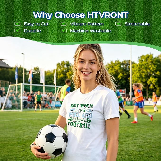 HTVRONT Soccer HTV Heat Transfer Vinyl, 9 Packs Iron on Vinyl - Image 2