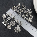 WOCRAFT 60pcs Antique Silver Flowers Bracelet Charms - Image 4