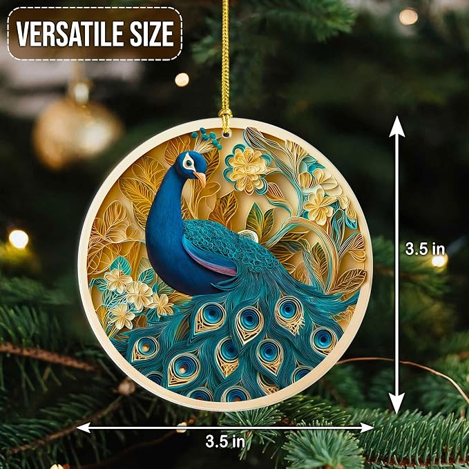 3D Effect Printed Peacock Acrylic Ornament, Peacock Hanging Ornaments - Image 6
