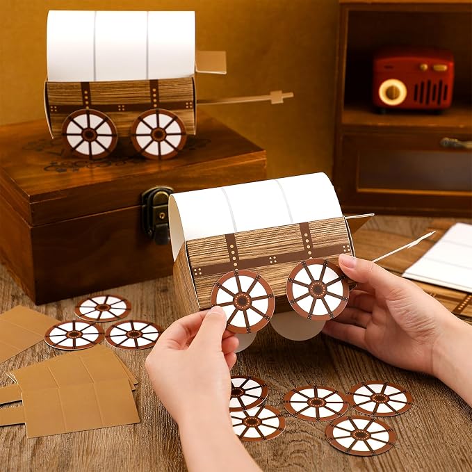 Motipuns 24 Pcs 3D Western Covered Wagon Craft Kit Toy Wagon - Image 5