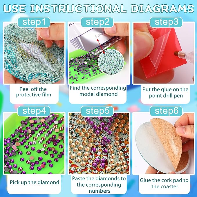 UPINS Ocean Diamond Art Painting Coaster Kit, Non Slip Coaster Art Supplies - Image 3