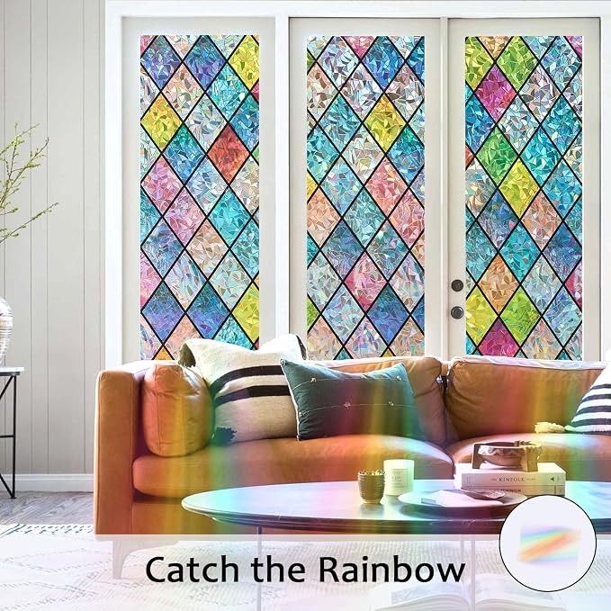 Window Privacy Film, Static Cling Stained Glass Window Film Decorative - Image 2