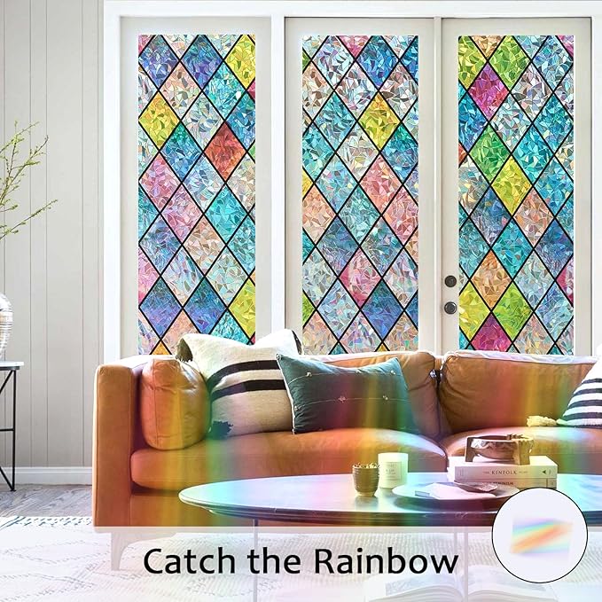 Window Privacy Film, Static Cling Stained Glass Window Film Decorative - Image 2