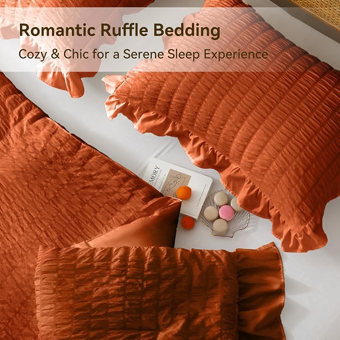 JOLLYVOGUE King Comforter Set, 3 Pieces Seersucker Comforters King Size - Image 5