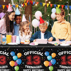 13th Birthday Decorations for Boys Red Black 13th Happy Birthday Tablecloth for - Image 3