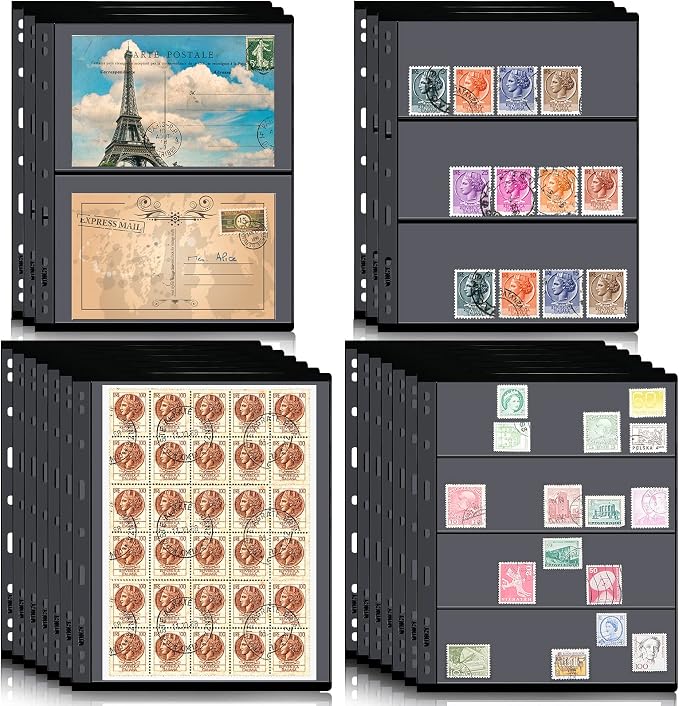 20 Sheet Stamp Pages for Stamp Album Binder 1/2/3/4 Pockets Collectors Postage by Lewtemi