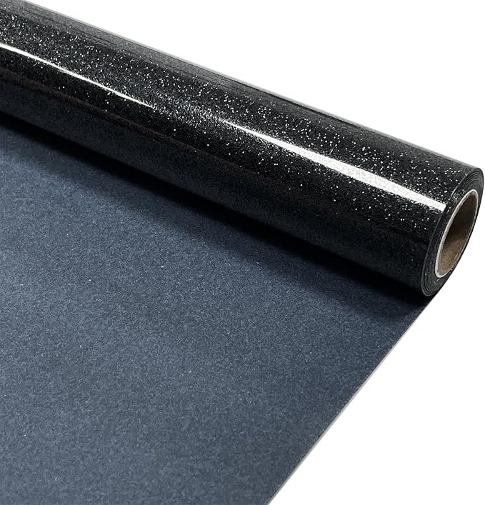 Black Glitter Heat Transfer Vinyl 12" x 5 ft HTV by MerryMade