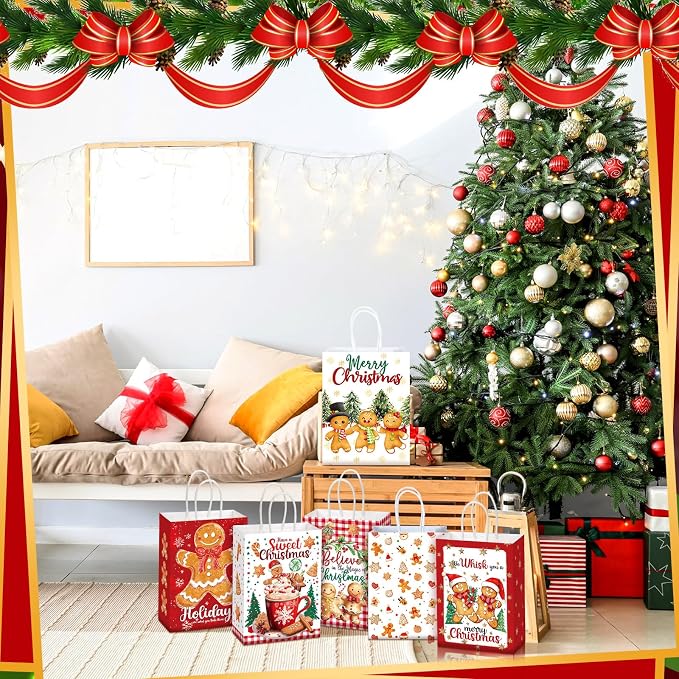 Kolldenn 24 Pcs Christmas Gingerbread Party Favors Bags Christmas Goodie Gift - Image 5