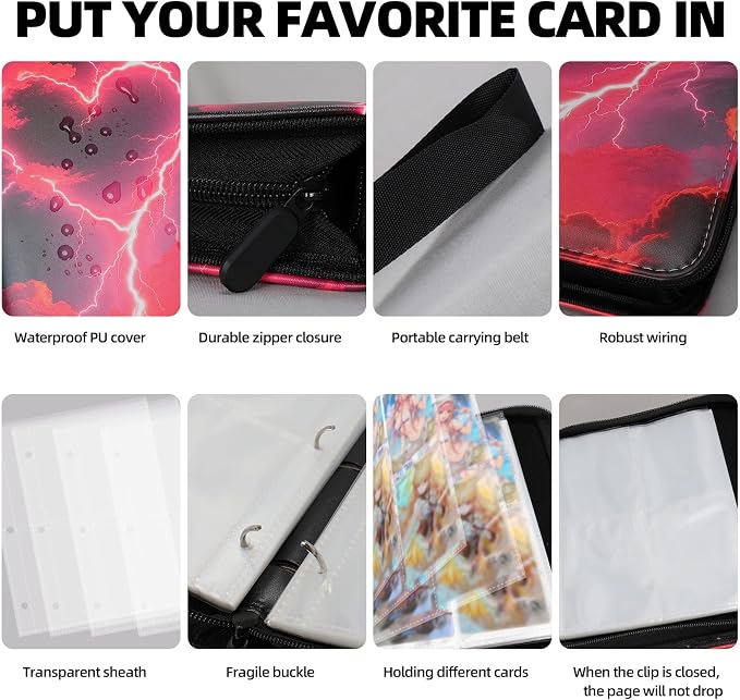 Collectible Trading Card Albums, 4 Pocket Card Binder, 400 Double Sided Pocket - Image 4