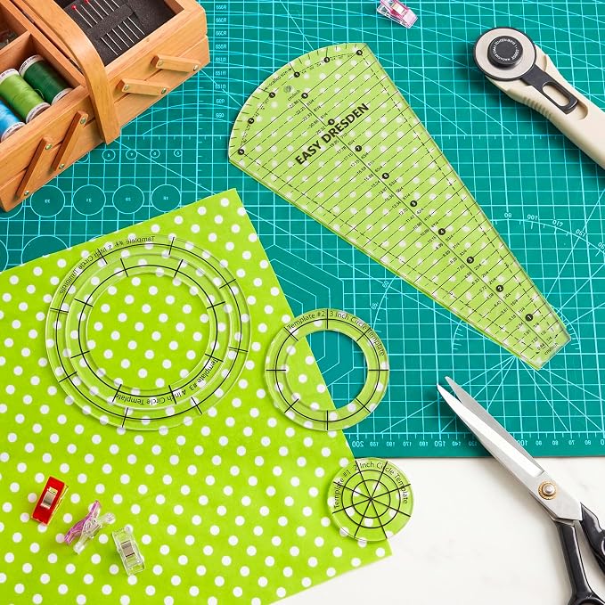 Kigley 5 Pcs Acrylic Quilting Template Ruler 10 Inch Dresden Plate Template - Image 7