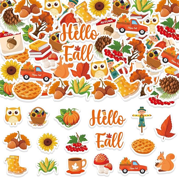 300Pcs Fall Foam Stickers, Cute Self-Adhesive Autumn Thanksgiving Stickers Foam by Bonieset