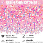 32000Pcs Pink Rhinestones for Bedazzling, Light Pink Assorted Sizes 2-6mm - Image 2