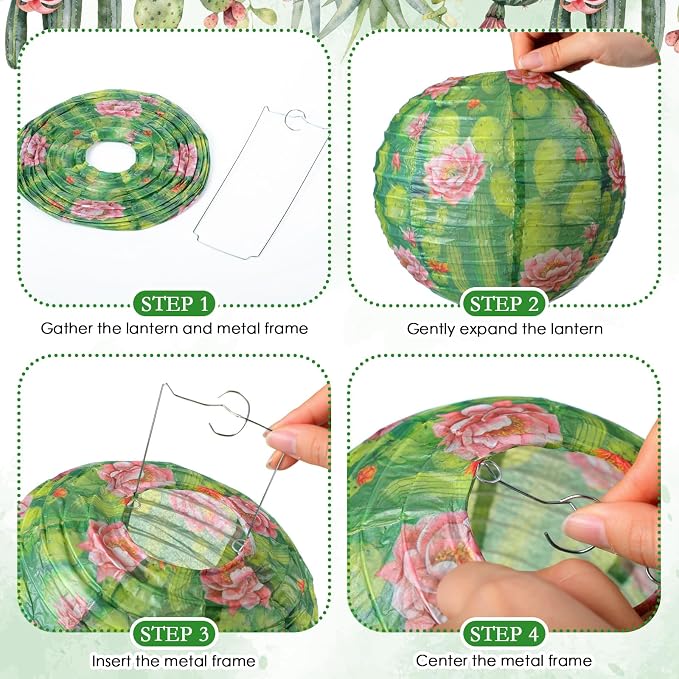 Panelee 12 Pcs Summer Cactus Party Decorations Mexican Themed Succulent Plant - Image 3
