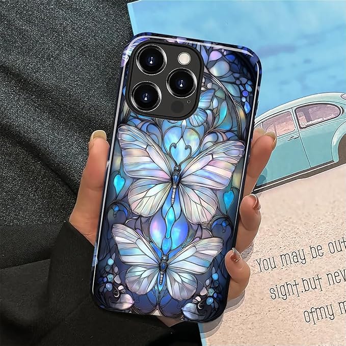 ZHEGAILIAN Case for iPhone 13 Pro Max, Stained Glass Butterfly Aesthetic - Image 5