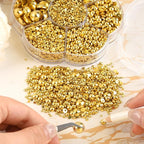 NACHLYNN 6480 Pcs Flat Back Pearl 7 Sizes Half Round Beads Gold - Image 4