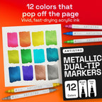 ARTISTRO 12 Metallic Acrylic Paint Markers - Image 2