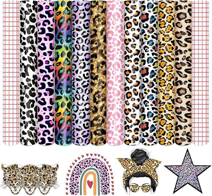 Tintnut Rainbow Leopard Permanent Vinyl 12x10in 10 Sheets Adhesive Vinyl | by Tintnut