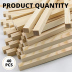 40PCS Square Basswood Dowel Rods 12 Inch – Unfinished Wood Dowels 3/8 Inch x 12 - Image 3