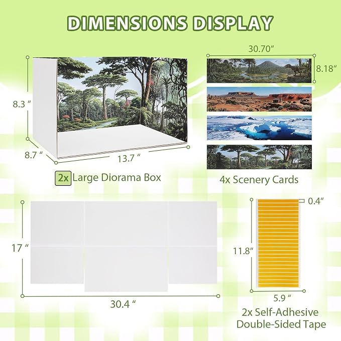 DZrudun 2Pcs Diorama Box for School Projects and 4 Habitat Background Cards | - Image 7
