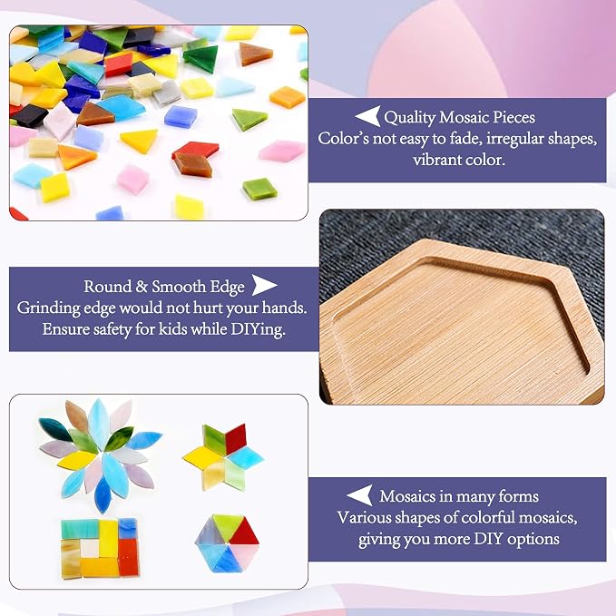 DIY Mosaic Craft Kit for Adults, Stained Glass Kits Mosaics Tiles for Crafts - Image 3